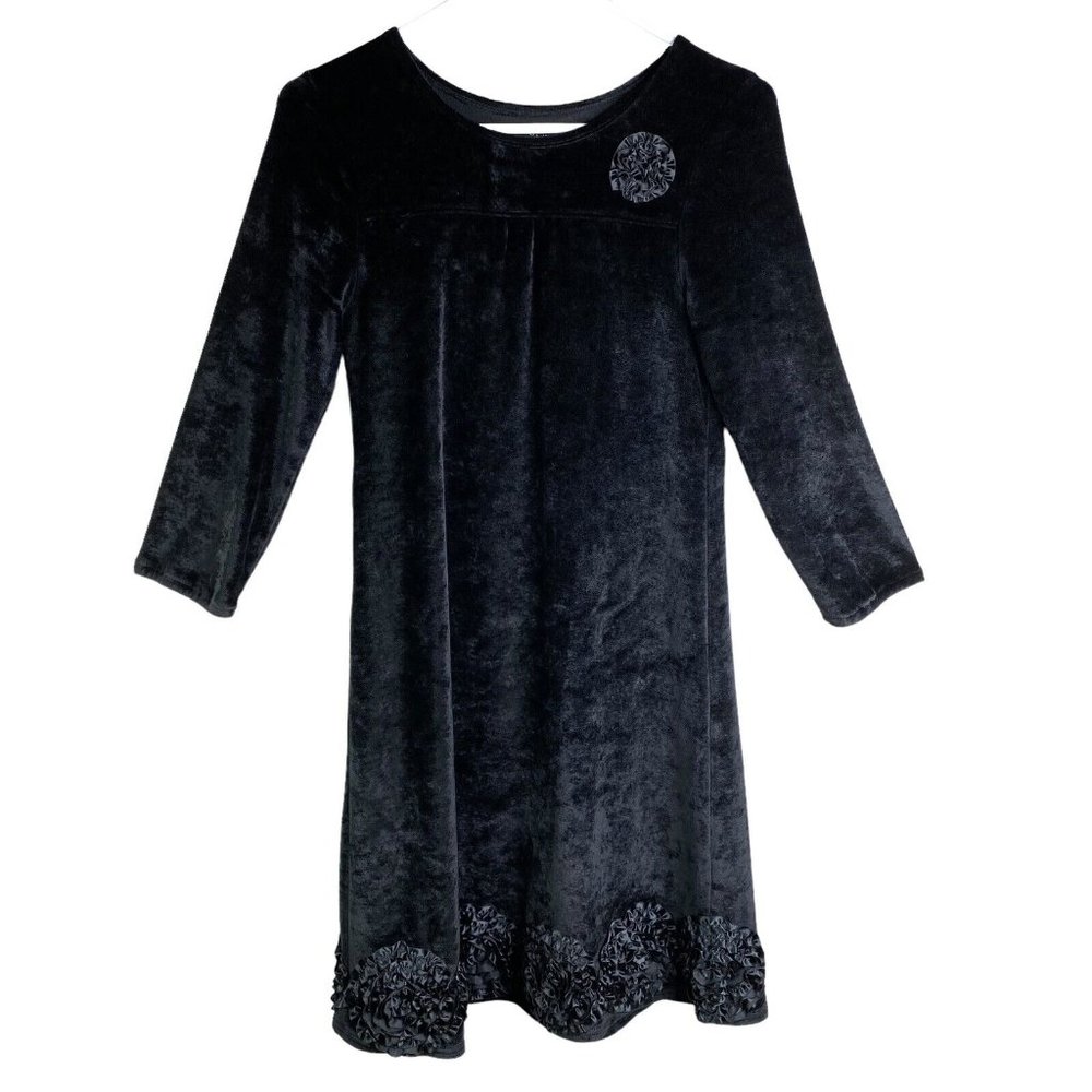 Black Velvet Dress with Rosettes from Garnet Hill Girl’s Size 12 Christmas